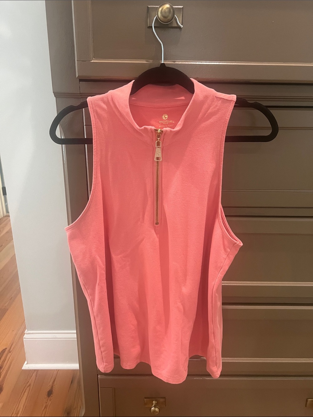 Spartina 449 Coral Sleeveless Zip-Front Tank XL